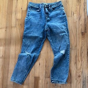 LC Lauren Conrad distressed med blue wash straight leg jeans stretch size 10